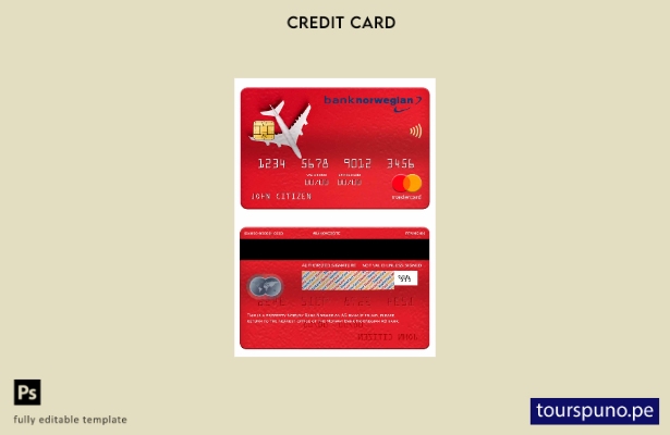 lista para imprimir plantilla de tarjeta mastercard del banco noruego AS del Ban